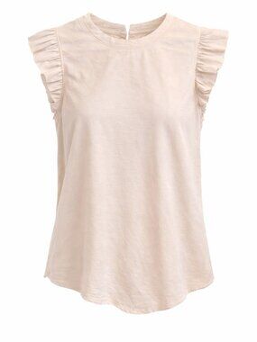 Wit & Wisdom Womens Beige Flutter Sleeve Blouse  Size Small